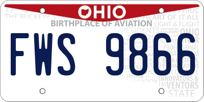 OH license plate FWS9866