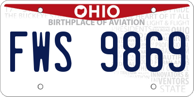 OH license plate FWS9869