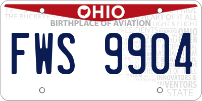 OH license plate FWS9904