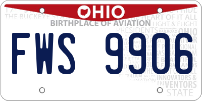 OH license plate FWS9906