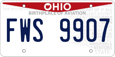 OH license plate FWS9907