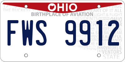 OH license plate FWS9912