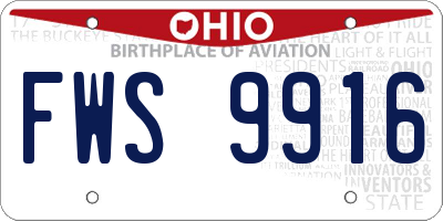 OH license plate FWS9916