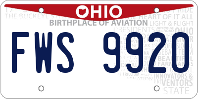 OH license plate FWS9920