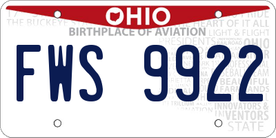OH license plate FWS9922