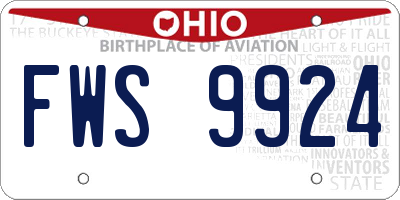 OH license plate FWS9924
