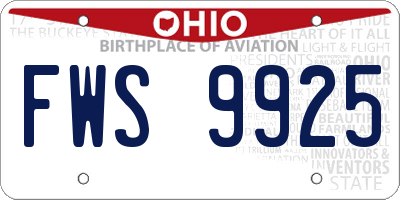 OH license plate FWS9925