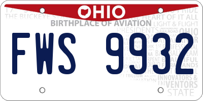 OH license plate FWS9932