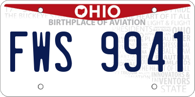 OH license plate FWS9941