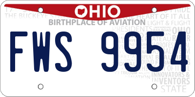 OH license plate FWS9954