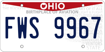 OH license plate FWS9967