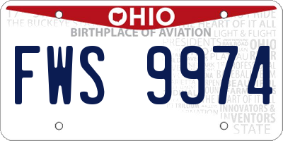 OH license plate FWS9974