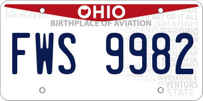 OH license plate FWS9982