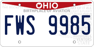 OH license plate FWS9985