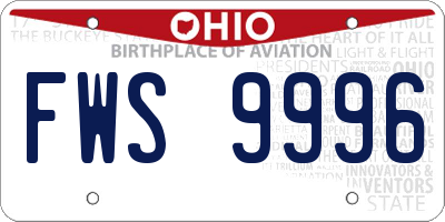 OH license plate FWS9996