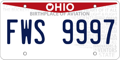 OH license plate FWS9997