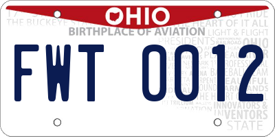 OH license plate FWT0012