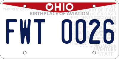 OH license plate FWT0026