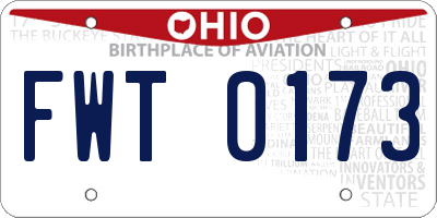 OH license plate FWT0173