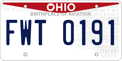 OH license plate FWT0191