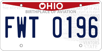 OH license plate FWT0196