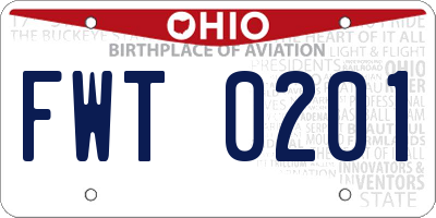 OH license plate FWT0201