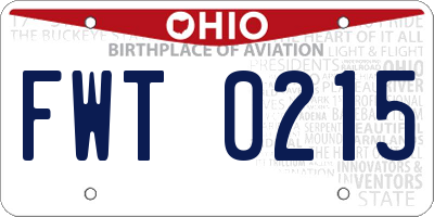 OH license plate FWT0215