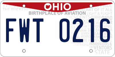 OH license plate FWT0216