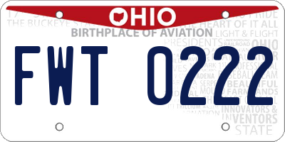 OH license plate FWT0222