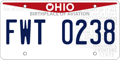 OH license plate FWT0238