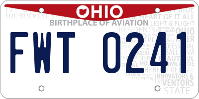 OH license plate FWT0241