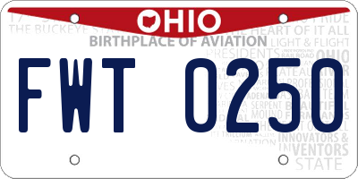 OH license plate FWT0250