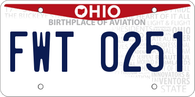 OH license plate FWT0251