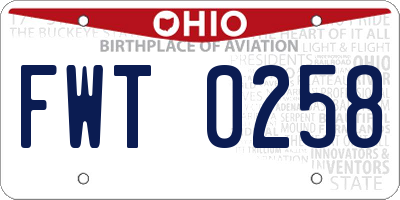 OH license plate FWT0258