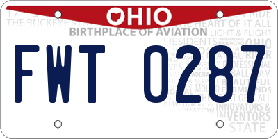 OH license plate FWT0287