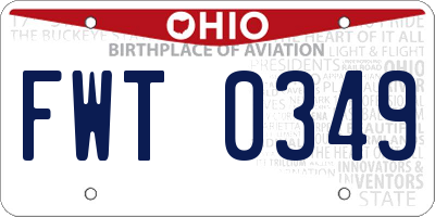 OH license plate FWT0349