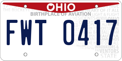 OH license plate FWT0417