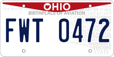 OH license plate FWT0472