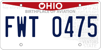 OH license plate FWT0475
