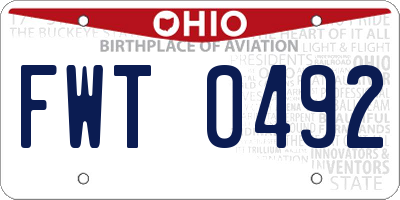 OH license plate FWT0492