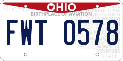 OH license plate FWT0578