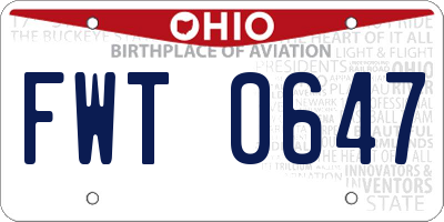 OH license plate FWT0647
