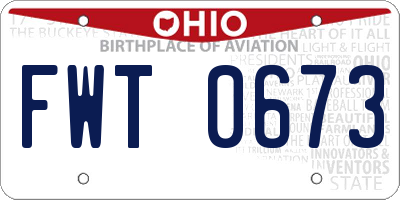 OH license plate FWT0673