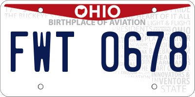 OH license plate FWT0678