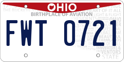 OH license plate FWT0721