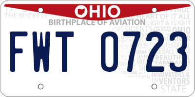 OH license plate FWT0723