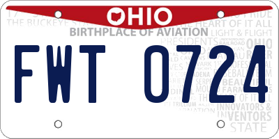 OH license plate FWT0724