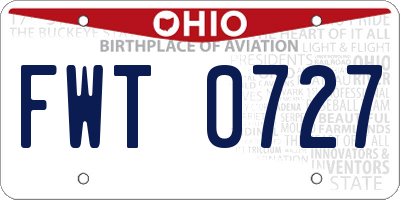 OH license plate FWT0727