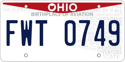 OH license plate FWT0749