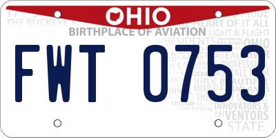 OH license plate FWT0753